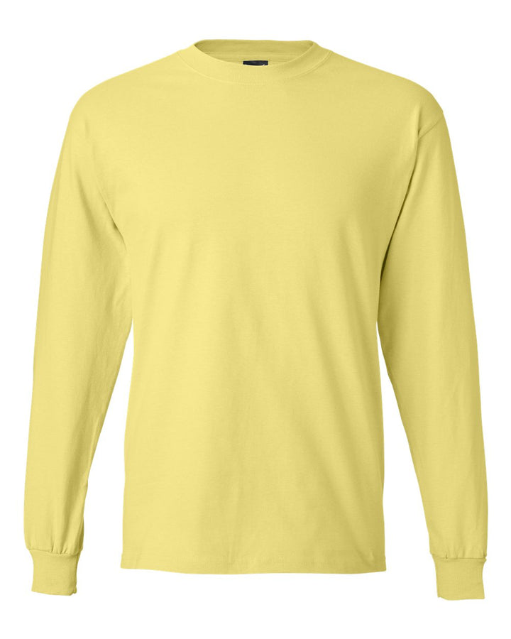 Front View of Yellow Beefy-T® Long Sleeve T-Shirt - 5186