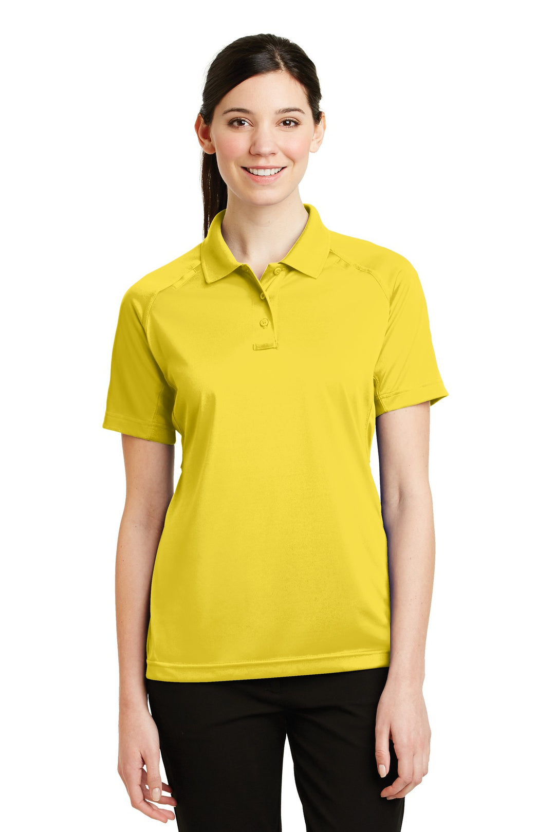 Front View of Yellow CornerStone Women's Select Snag-Proof Tactical Polo. CS411