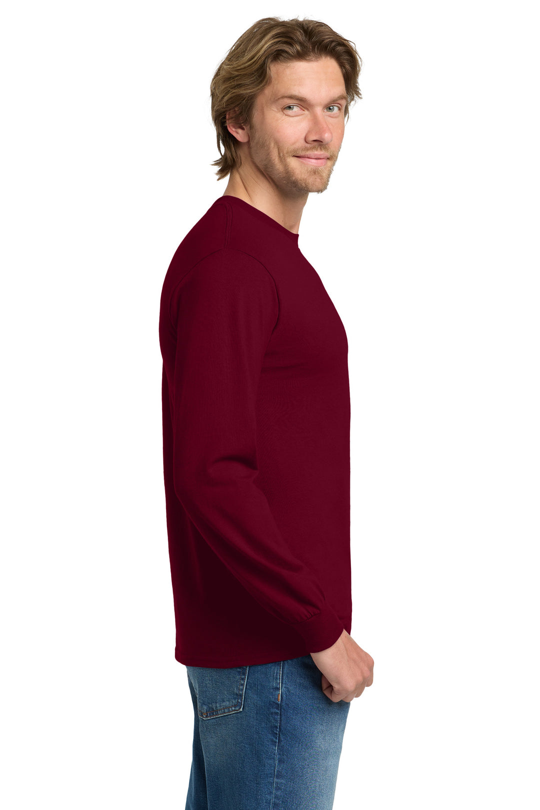 Garnet Gildan - Heavy Cotton 100% Cotton Long Sleeve T-Shirt. 5400