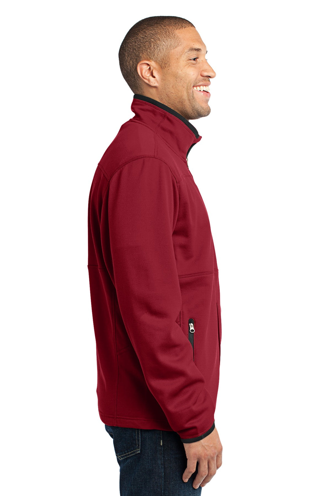Garnet Red Port Authority Pique Fleece Jacket. F222