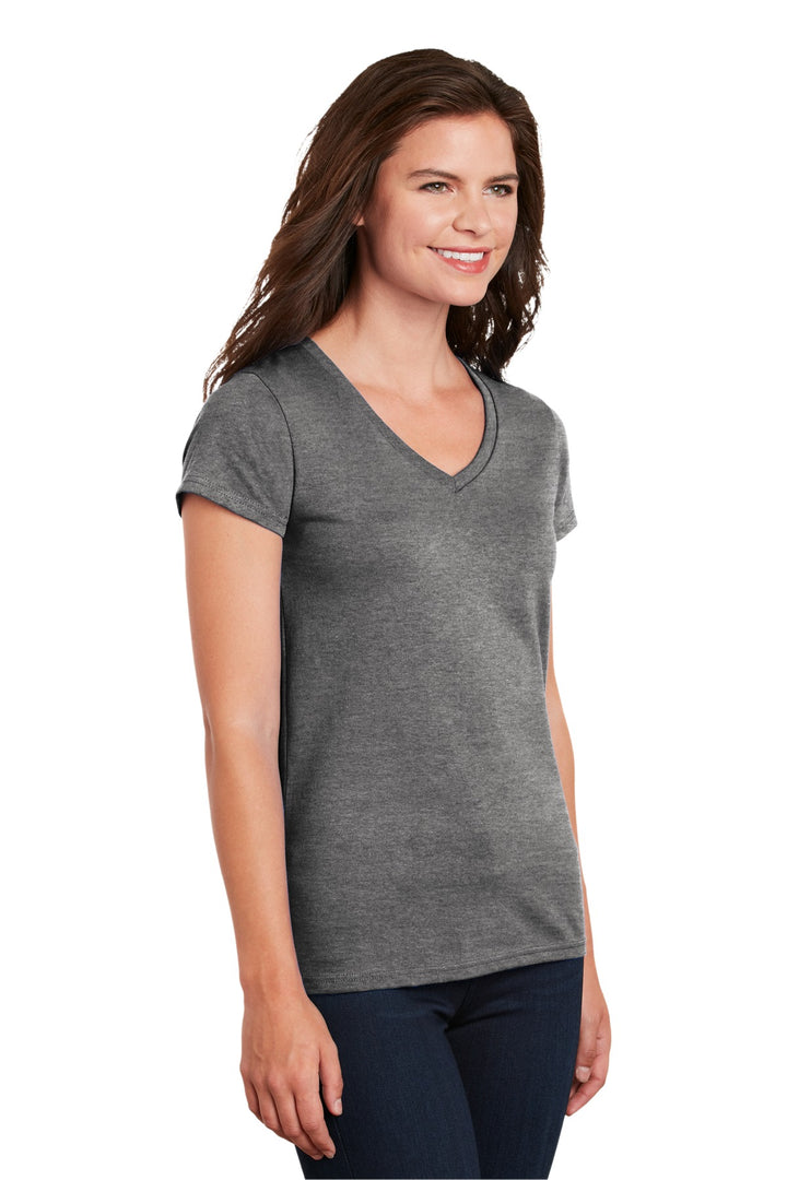 GphHeather Gildan Women's Heavy Cotton 100% Cotton V-Neck T-Shirt. 5V00L