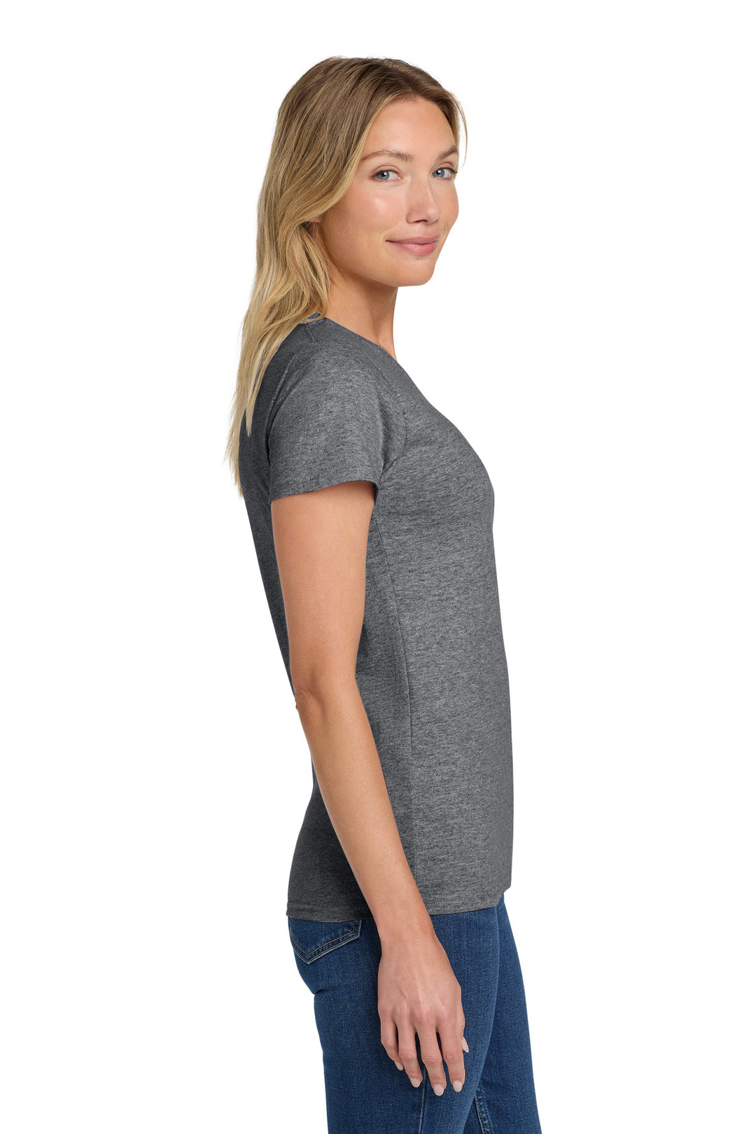 Graphite Hthr Gildan Women's Heavy Cotton 100% Cotton T-Shirt. 5000L