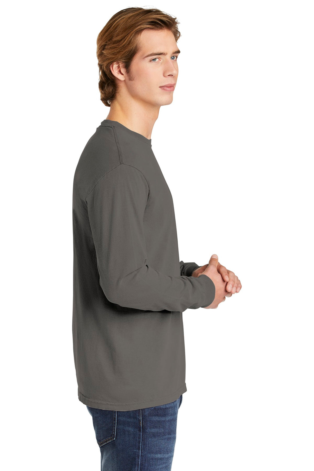 Grey COMFORT COLORS Heavyweight Ring Spun Long Sleeve Tee. 6014