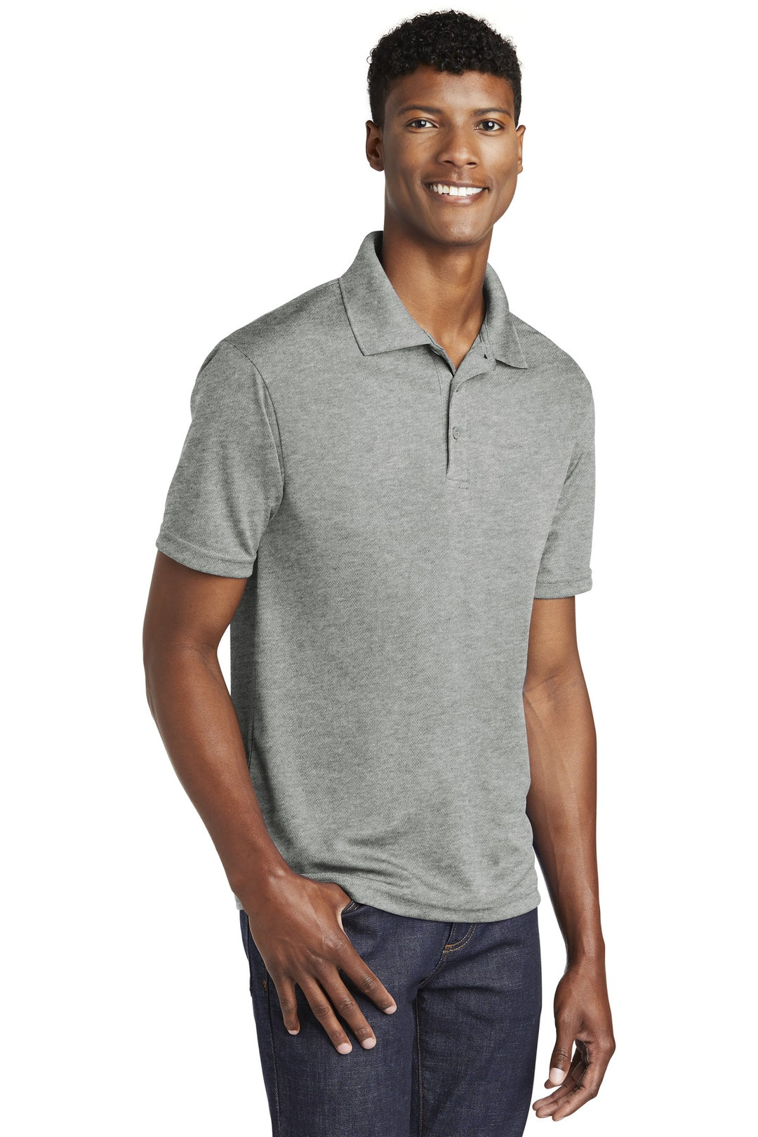 Grey Heather Sport-Tek PosiCharge RacerMesh Polo. ST640