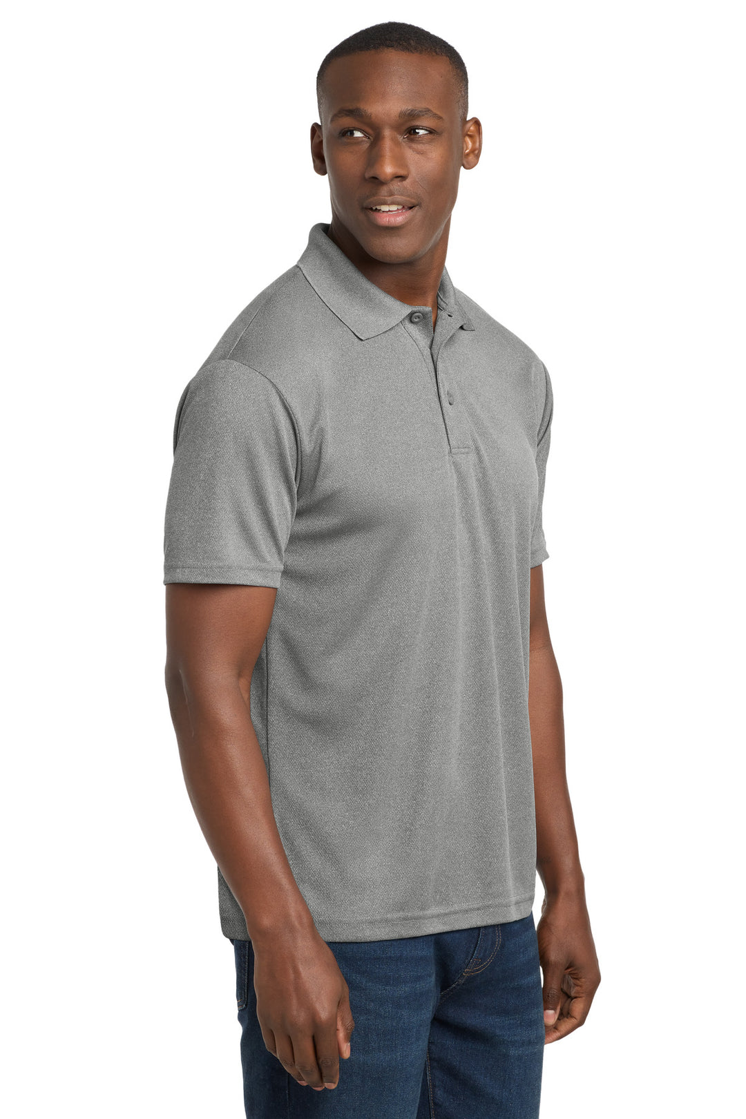 Grey Heather Sport-Tek PosiCharge RacerMesh Polo. ST640