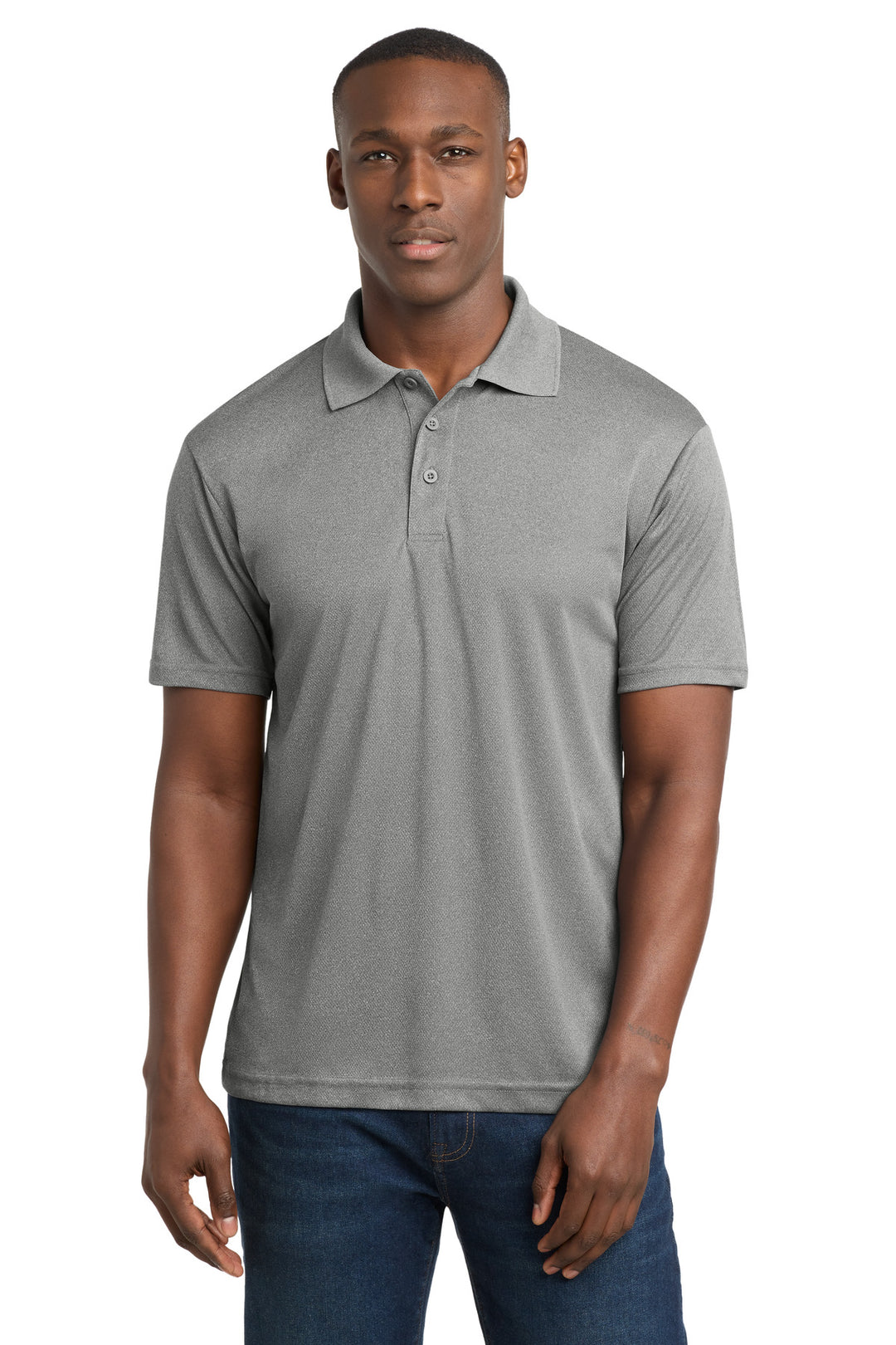 Grey Heather Sport-Tek PosiCharge RacerMesh Polo. ST640