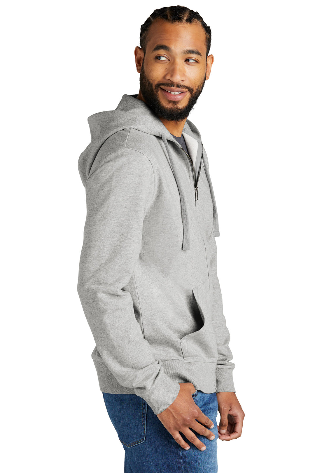 GrntGryHtr Allmade Unisex Organic French Terry Full-Zip Hoodie AL4002