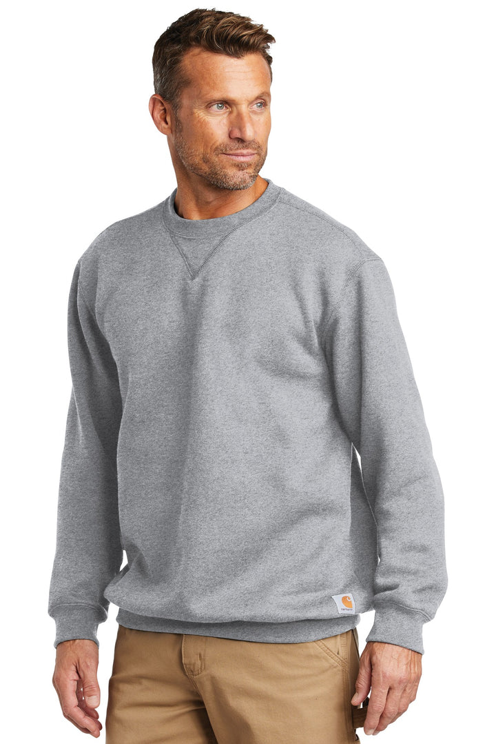Heather Grey Carhartt Midweight Crewneck Sweatshirt. CTK124
