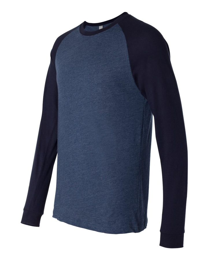 Heather Navy/ Midnight Long Sleeve Jersey Baseball Tee - 3000