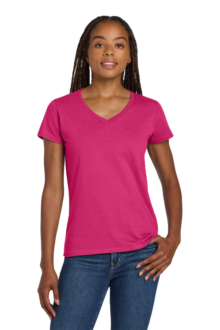 Heliconia Gildan Women's Heavy Cotton 100% Cotton V-Neck T-Shirt. 5V00L