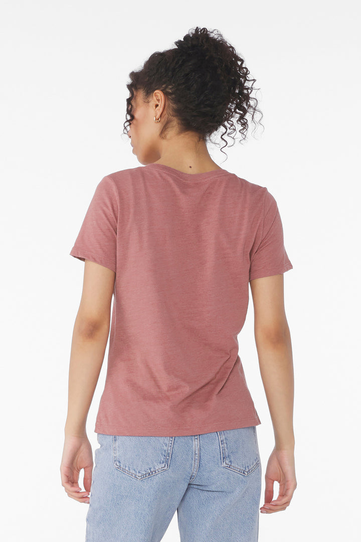 HthrMauve BELLA+CANVAS Women's Relaxed Heather CVC V-Neck Tee BC6405CVC