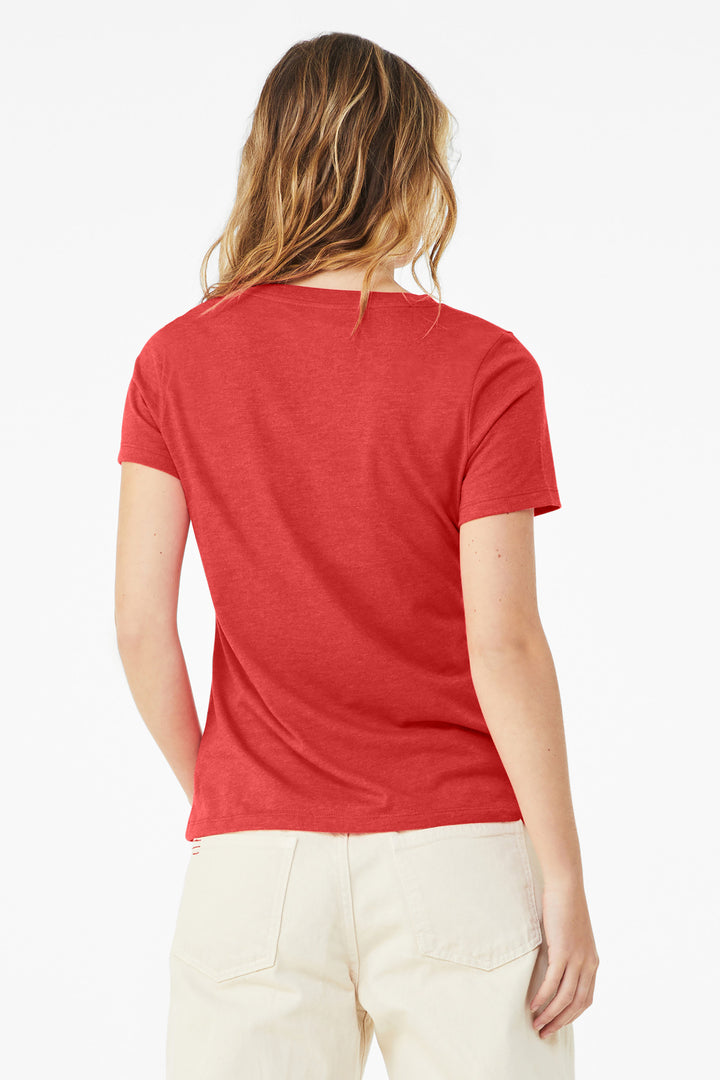 HthrRed BELLA+CANVAS Women's Relaxed Heather CVC V-Neck Tee BC6405CVC