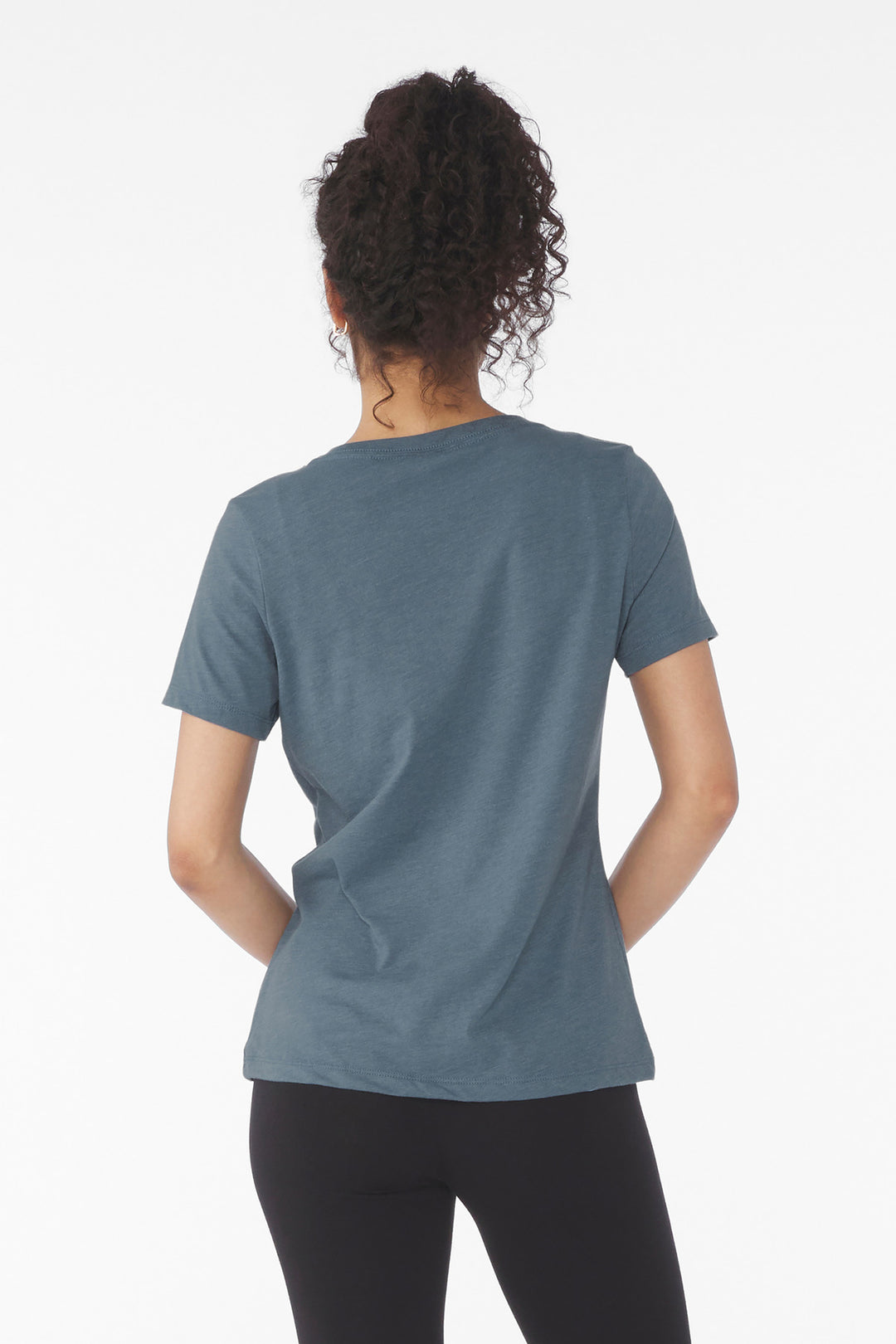 HthrSlate BELLA+CANVAS Women's Relaxed Heather CVC V-Neck Tee BC6405CVC