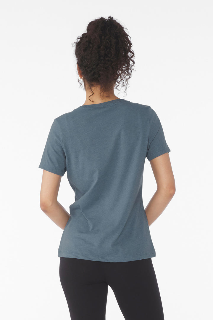 HthrSlate BELLA+CANVAS Women's Relaxed Heather CVC V-Neck Tee BC6405CVC