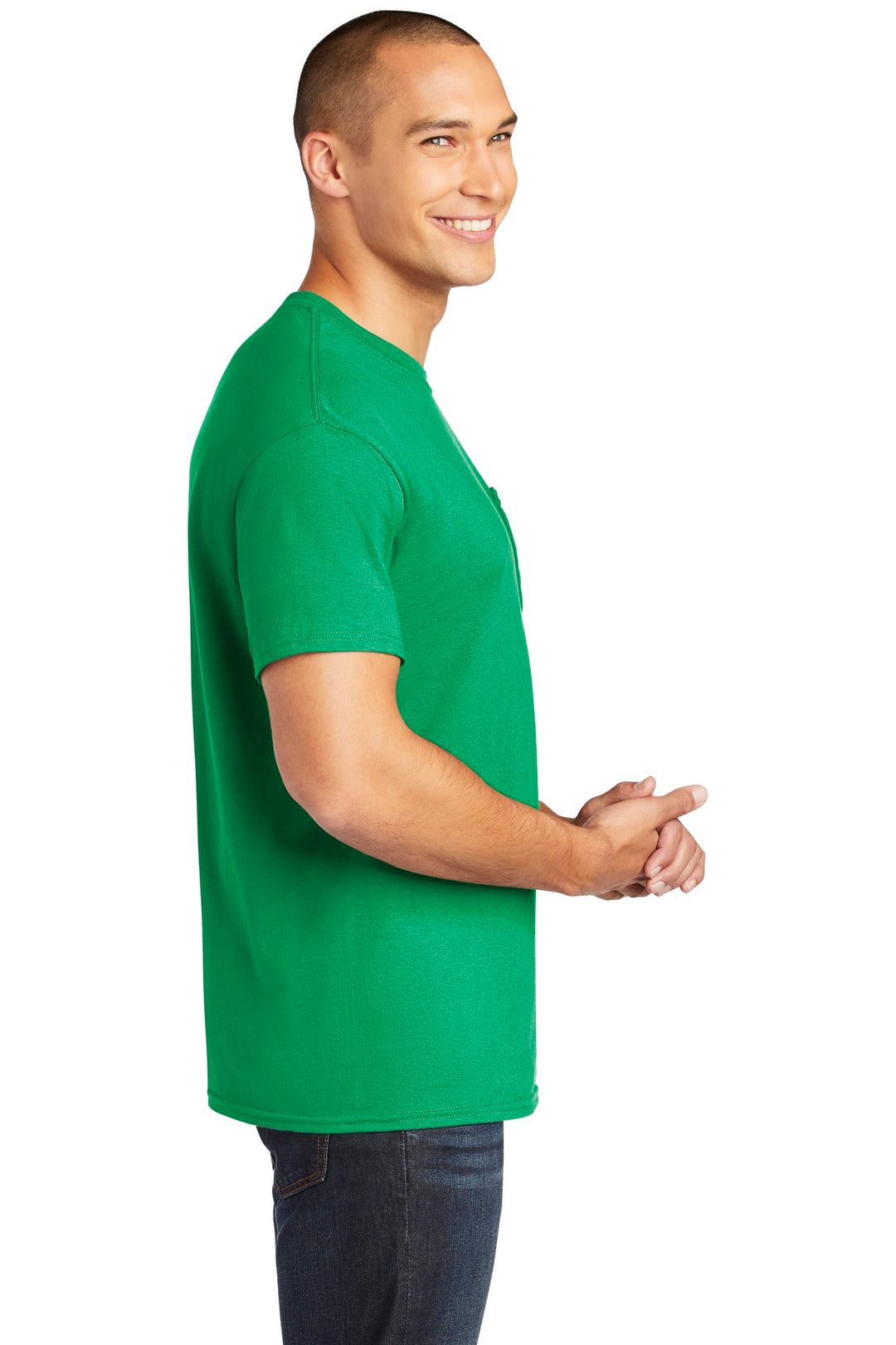 Irish Green Gildan Heavy Cotton 100% Cotton Pocket T-Shirt. 5300