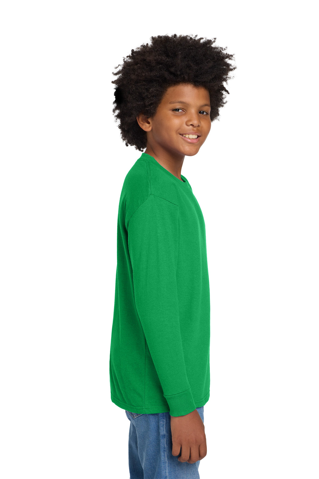 IrishGreen Gildan Youth Heavy Cotton 100% Cotton Long Sleeve T-Shirt. 5400B