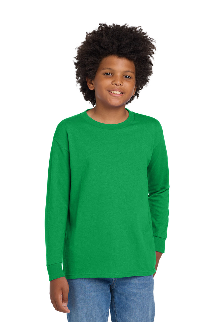 IrishGreen Gildan Youth Heavy Cotton 100% Cotton Long Sleeve T-Shirt. 5400B