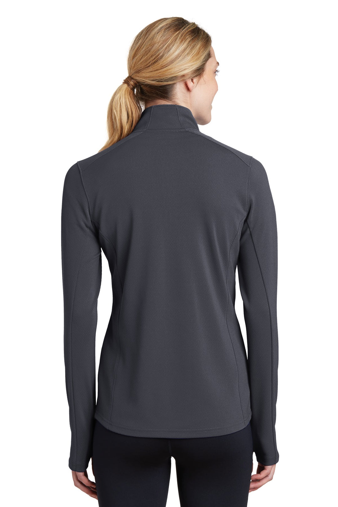 Iron Grey Sport-Tek Women's Sport-Wick Textured 1/4-Zip Pullover. LST860