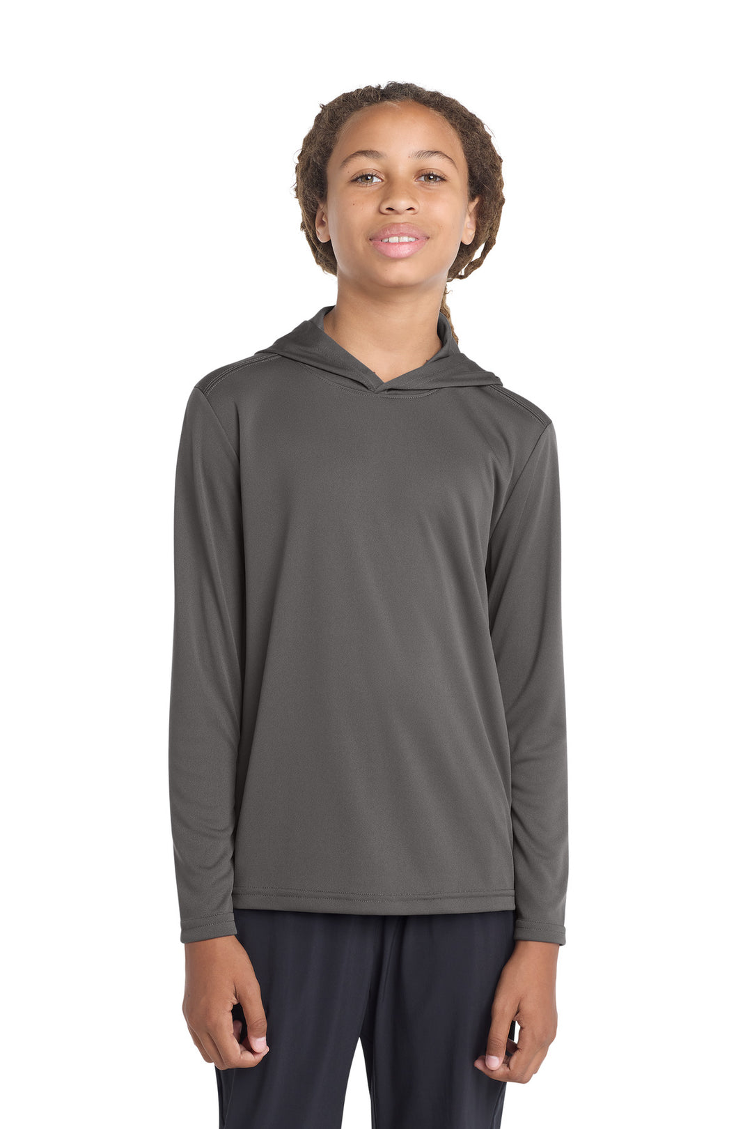 Iron Grey Sport-Tek Youth PosiCharge Competitor Hooded Pullover. YST358