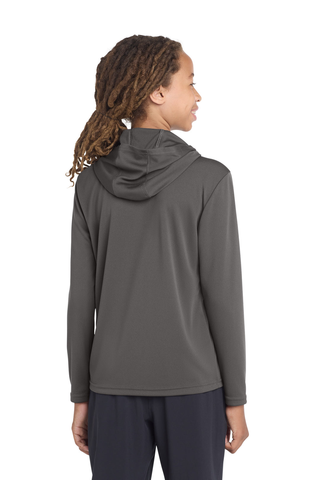 Iron Grey Sport-Tek Youth PosiCharge Competitor Hooded Pullover. YST358
