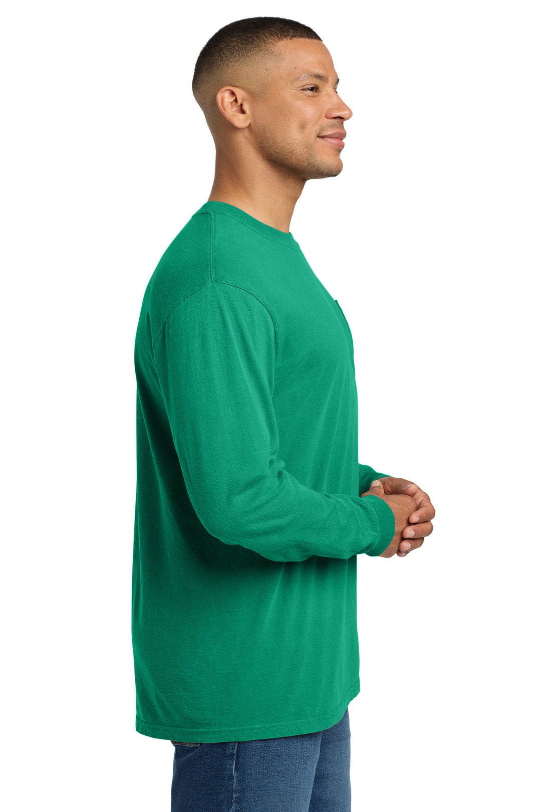 IslandGrn COMFORT COLORS Heavyweight Ring Spun Long Sleeve Pocket Tee. 4410