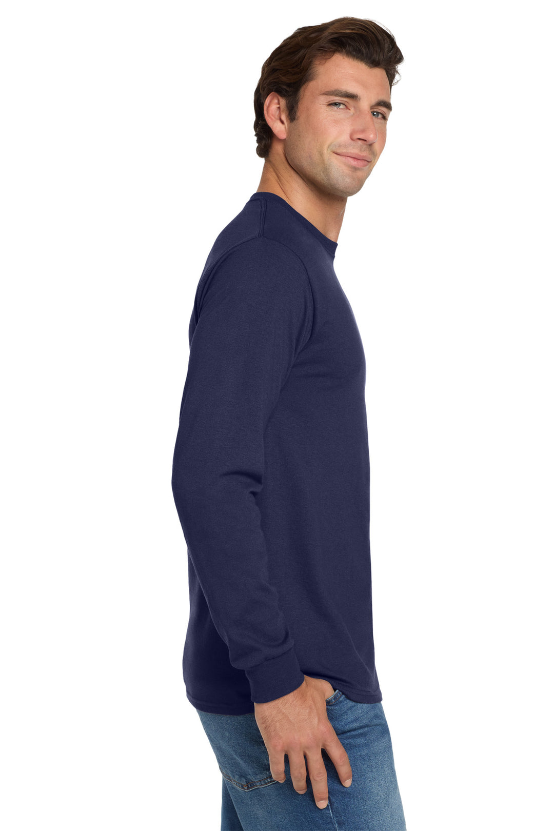 JNavy Jerzees - Dri-Power 50/50 Cotton/Poly Long Sleeve T-Shirt. 29LS