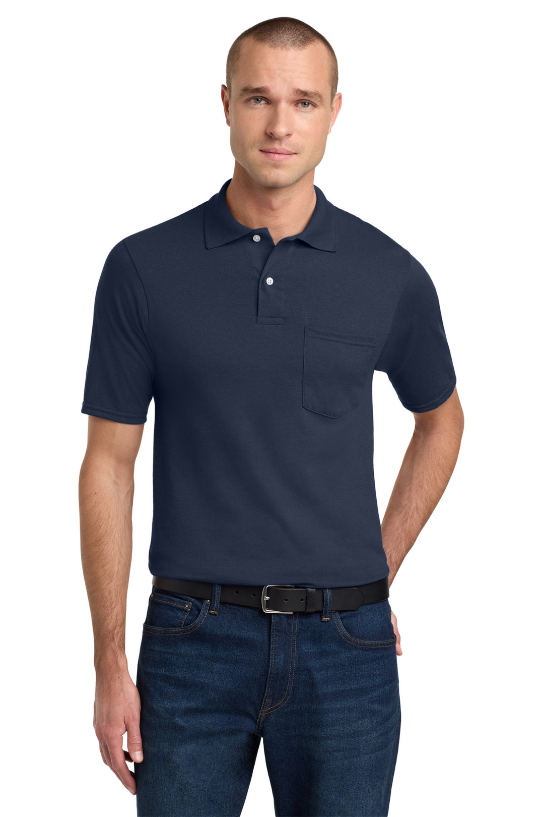 JNavy Jerzees Dri-Power Pocket Sport Shirt. 436MP