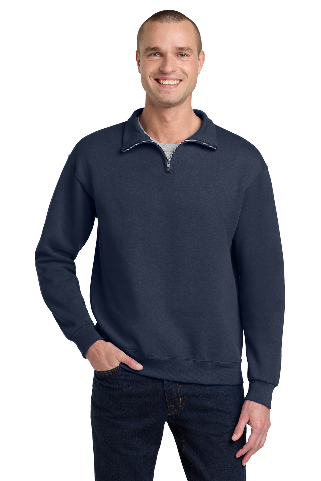 JNavy Jerzees - NuBlend 1/4-Zip Cadet Collar Sweatshirt. 995M