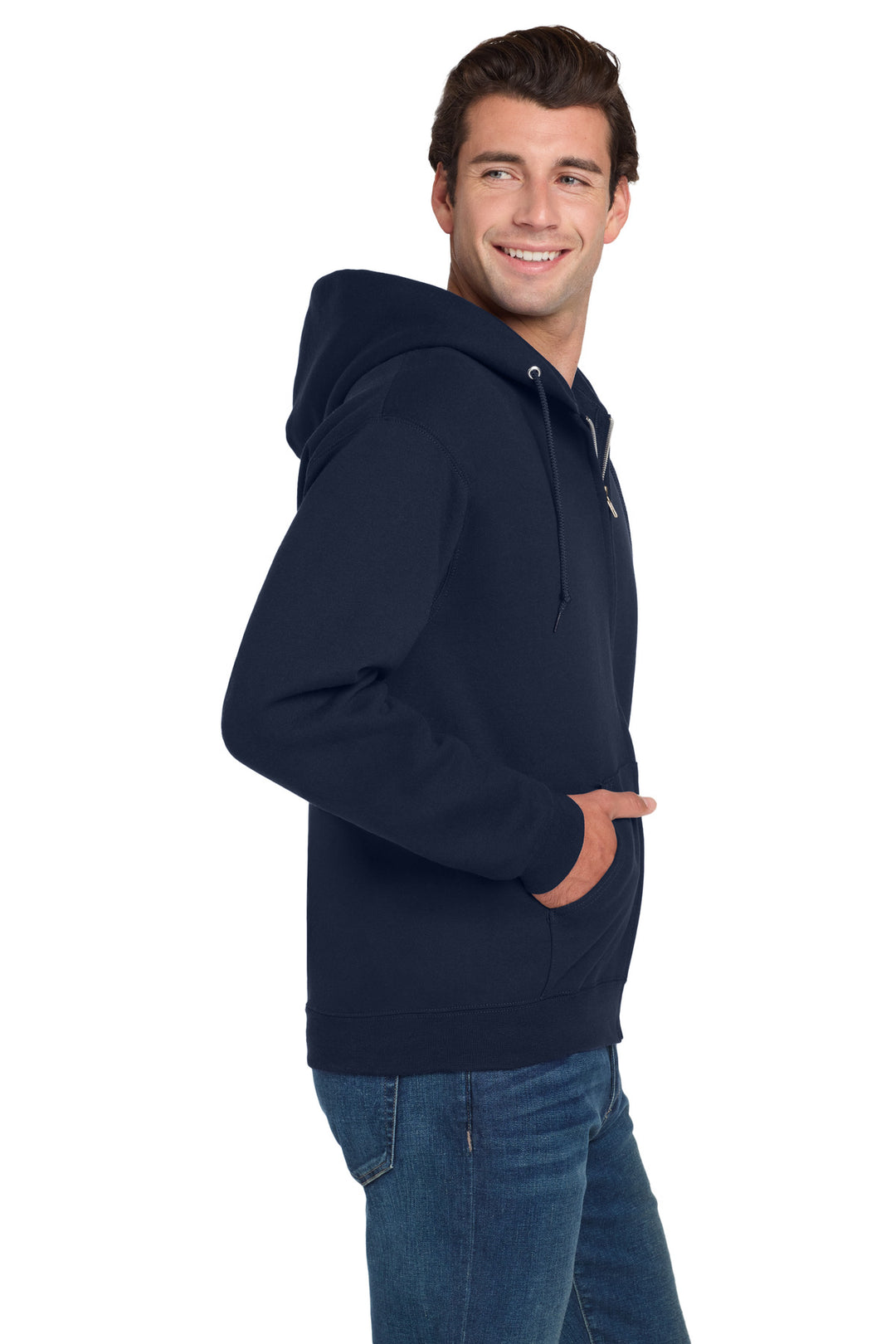 JNavy Jerzees Super Sweats NuBlend - Full-Zip Hooded Sweatshirt. 4999M