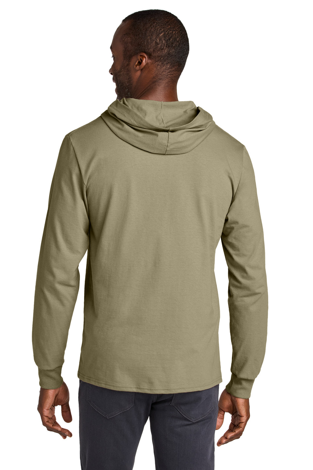 Khaki Jerzees Classics Unisex Cotton Long Sleeve Hooded T-Shirt 363LH