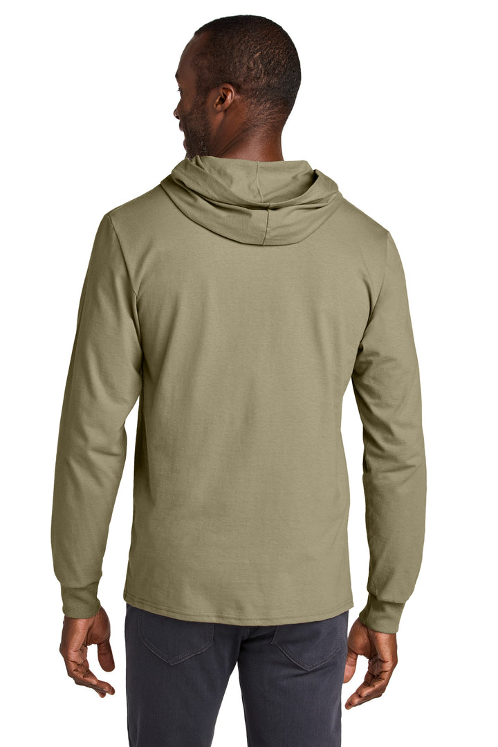 Khaki Jerzees Classics Unisex Cotton Long Sleeve Hooded T-Shirt 363LH