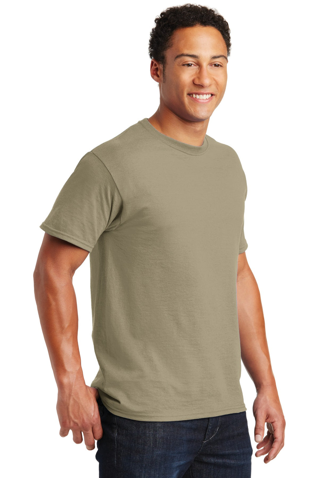 Khaki Jerzees - Dri-Power 50/50 Cotton/Poly T-Shirt. 29M