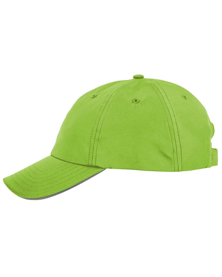 Left View of Acid Green Pitch Performance Cap - CE001