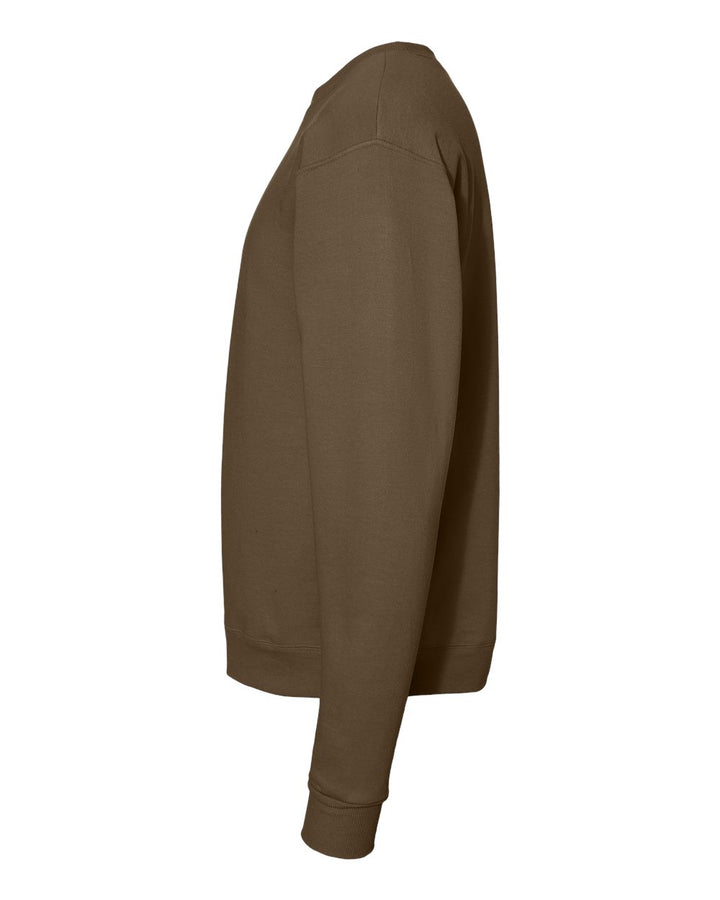 Left View of Army Brown Ecosmart® Crewneck Sweatshirt - P160