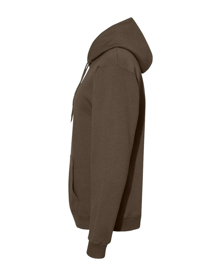 Left View of Army Brown Ecosmart® Hooded Sweatshirt - P170