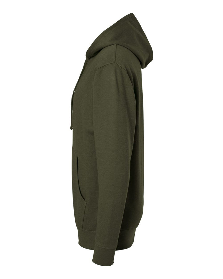 Left View of Army Heather Midweight Hooded Sweatshirt - SS4500