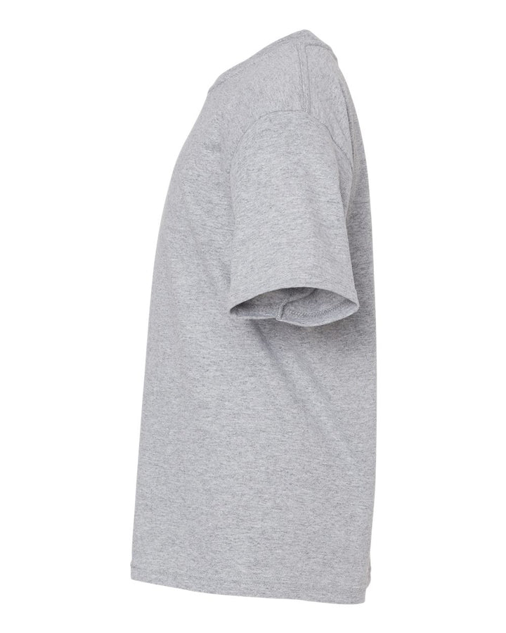 Left View of Athletic Grey Youth Gold Soft Touch T-Shirt - 4850