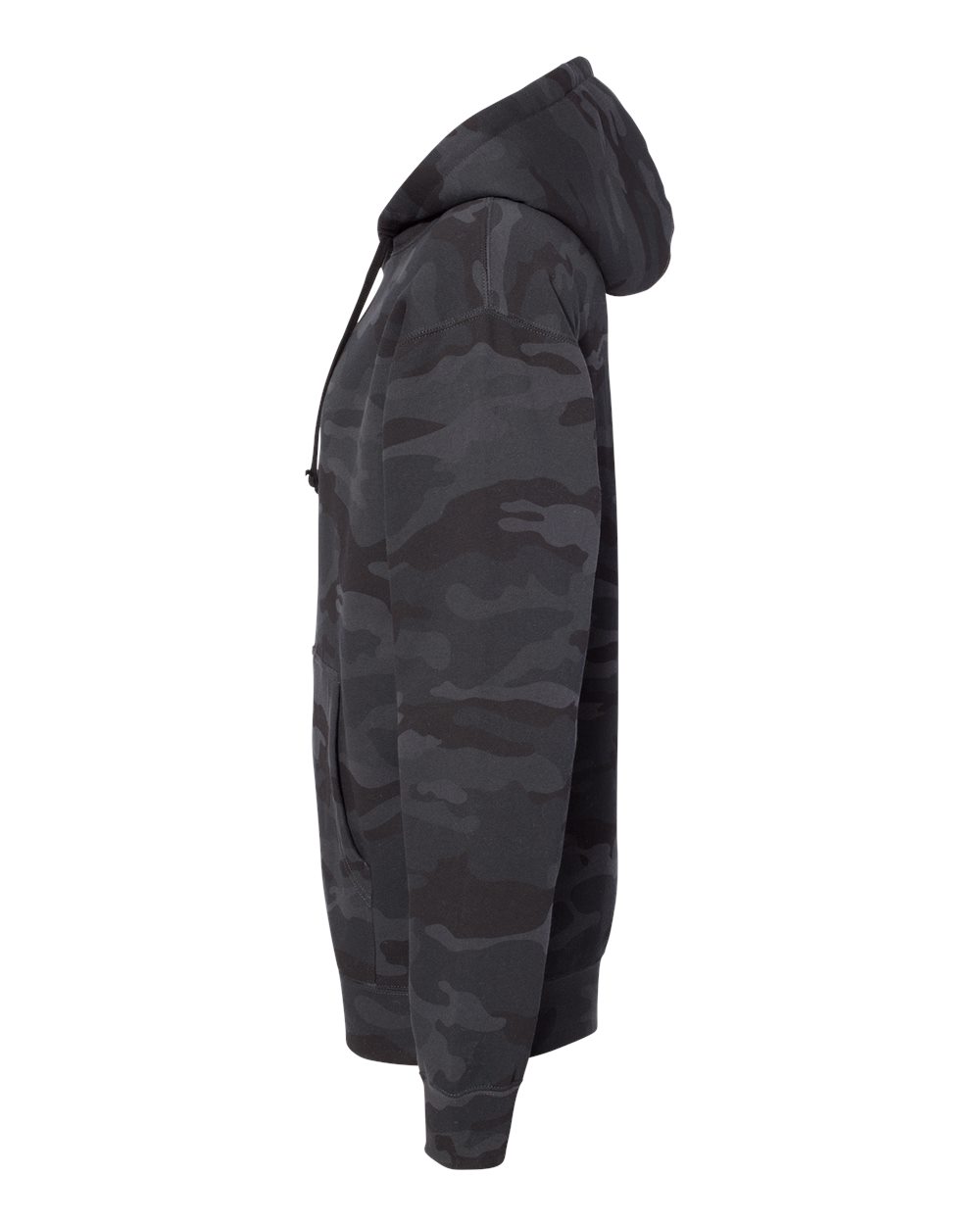 Left View of Black Camo Heavyweight Hooded Sweatshirt - IND4000