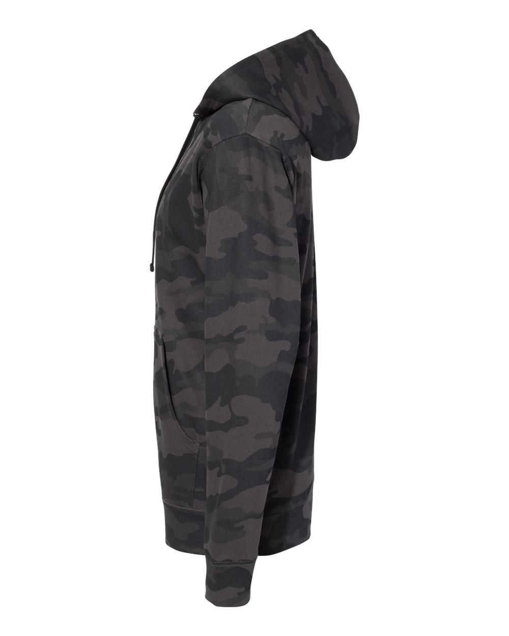 Left View of Black Camo Midweight Hooded Sweatshirt - SS4500
