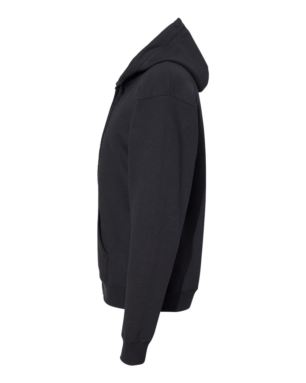 Left View of Black Ecosmart® Full-Zip Hooded Sweatshirt - P180
