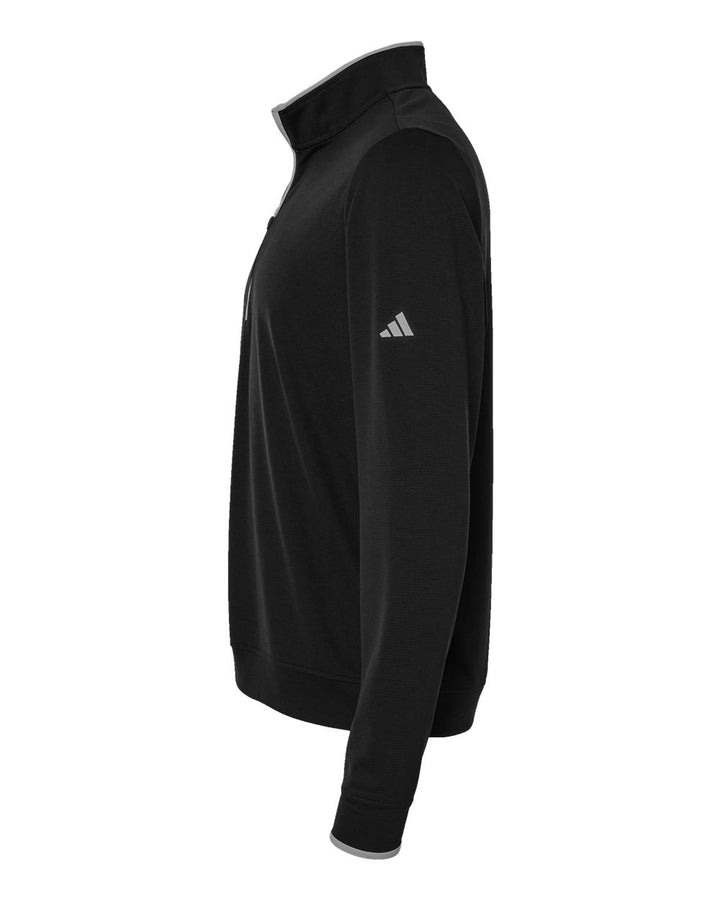 Left View of Black/ Grey Three Lightweight Quarter-Zip Pullover - A2002