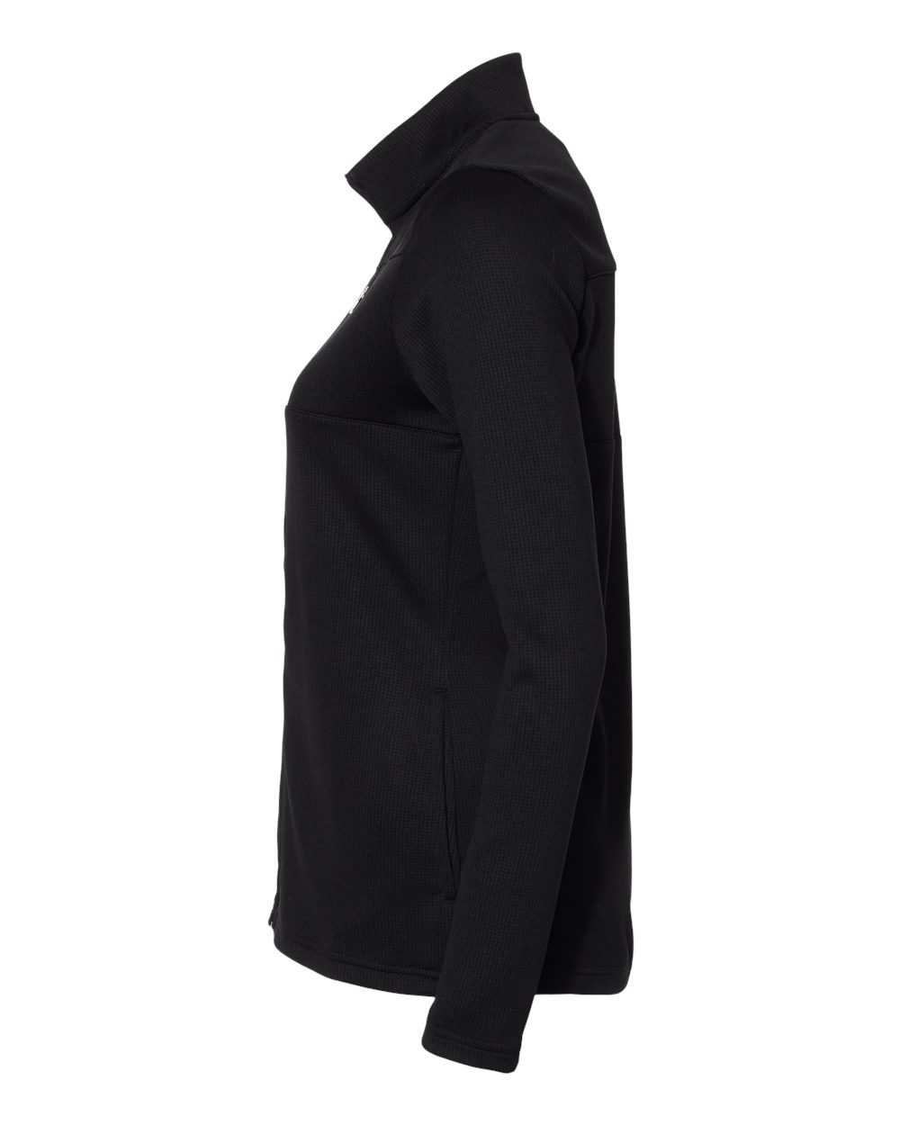 Left View of Black/ Grey Two Women's 3-Stripes Double Knit Full-Zip - A483