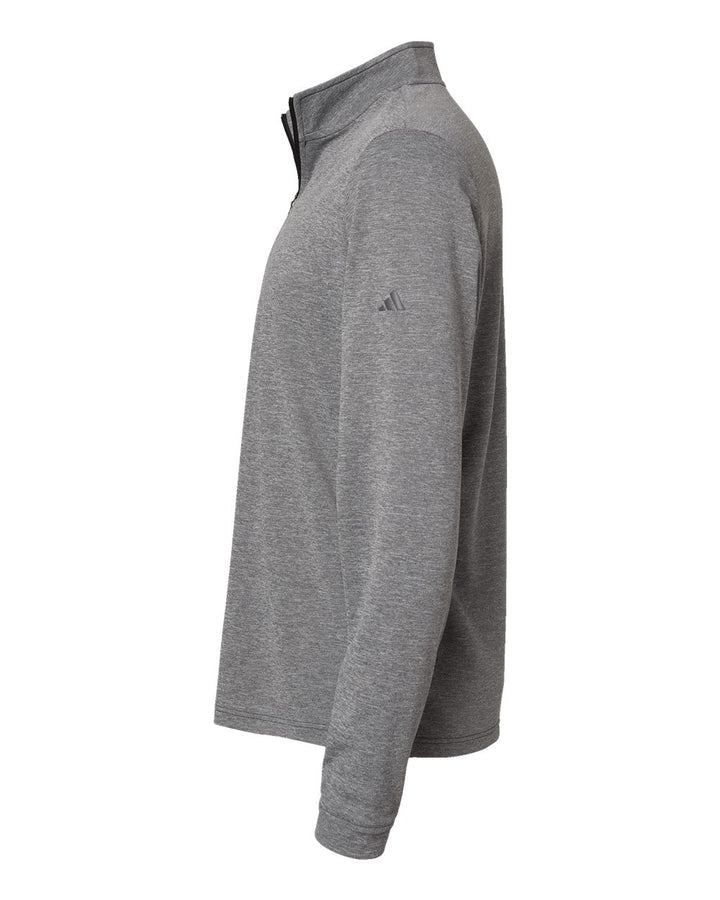 Left View of Black Heather Lightweight Quarter-Zip Pullover - A401