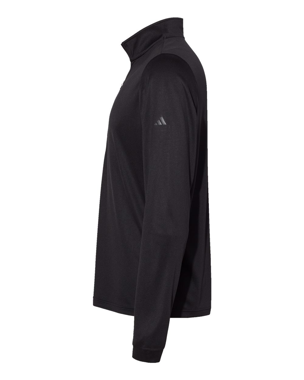 Left View of Black Lightweight Quarter-Zip Pullover - A401