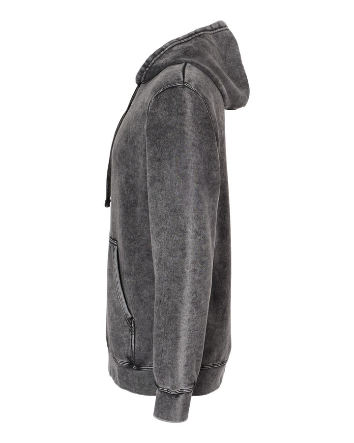 Left View of Black Midweight Mineral Wash Hooded Sweatshirt - PRM4500MW