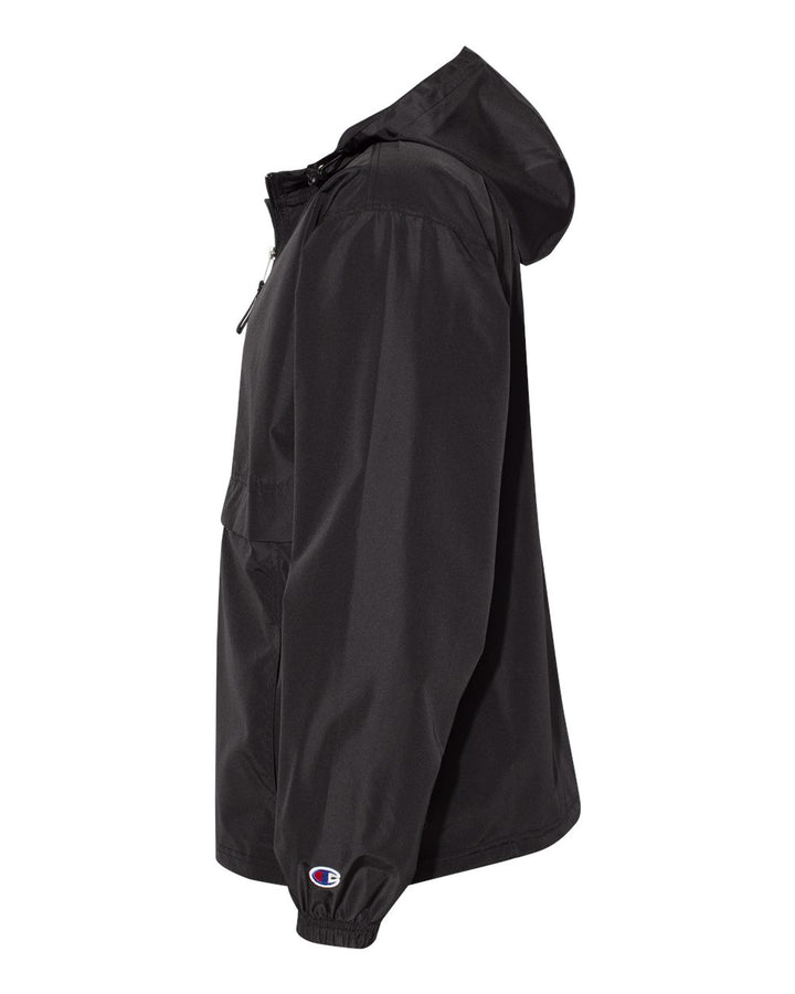 Left View of Black Packable Anorak Jacket - CO200