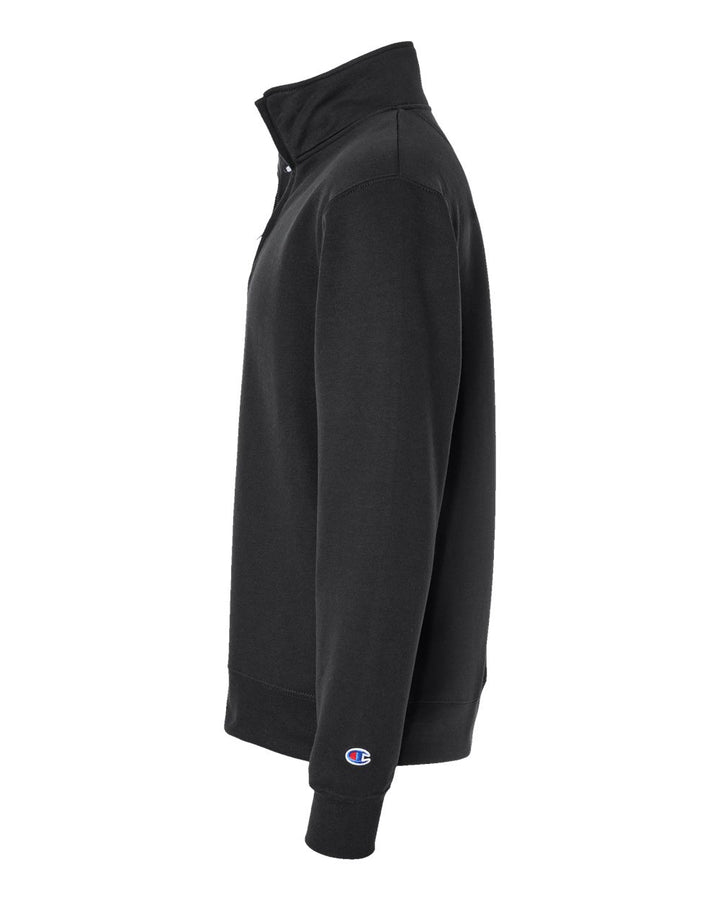Left View of Black Powerblend® Quarter-Zip Pullover - S450