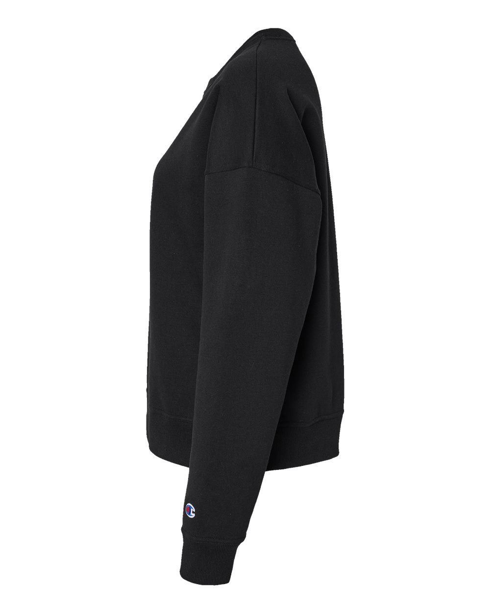 Left View of Black Powerblend® Women's Crewneck Sweatshirt - S650