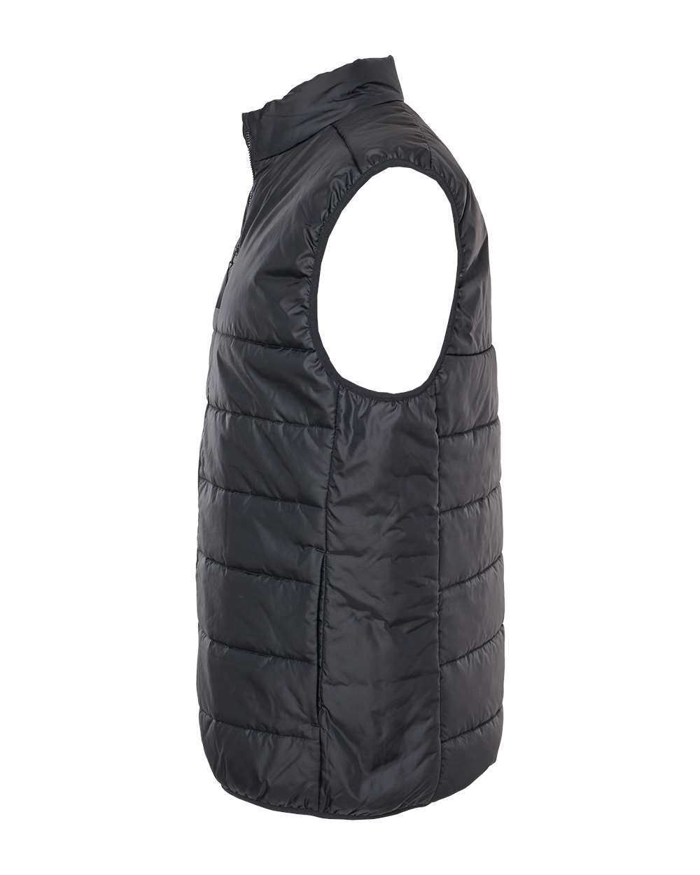 Left View of Black Puffer Vest - A572