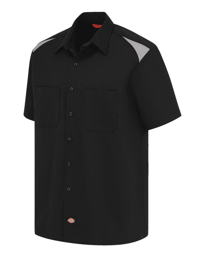 Left View of Black/ Smoke Men's Short Sleeve Performance Team Shirt - 0005